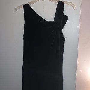 Asymmetrical black velvet dress